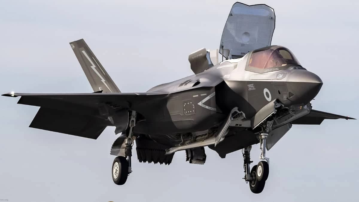 Royal Navy F-35 Lightning fighter jet in flight