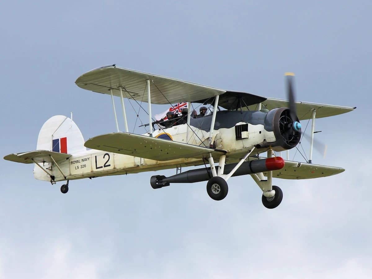 Fairey Swordfish biplane in flight