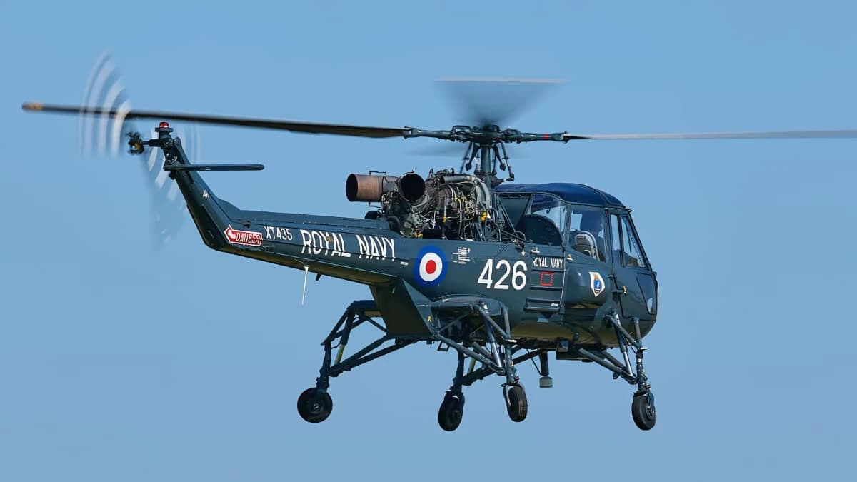 Royal Navy Westland Wasp helicopter in flight